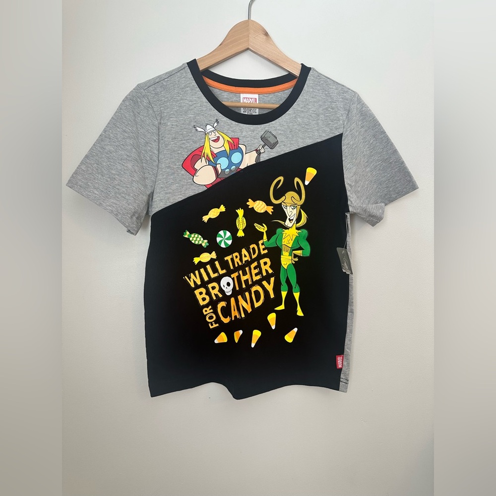 Marvel Avengers Thor Loki Halloween Graphic Tee Kids XL
